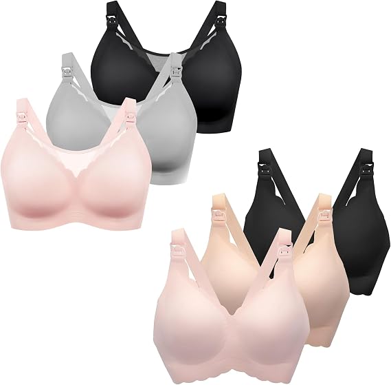 Nursing Bras for Breastfeeding Jelly Strip Comfort Maternity Bra Pregnancy Bras for Women 6 Pack