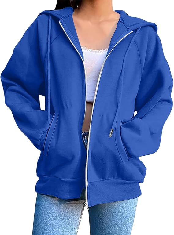 FZYLQY Women's Zip Up Hoodies 2025 Fall Winter Fashion Long Sleeve Hooded Sweatshirts Long Sleeve Comfy Casual Y2k Jacket