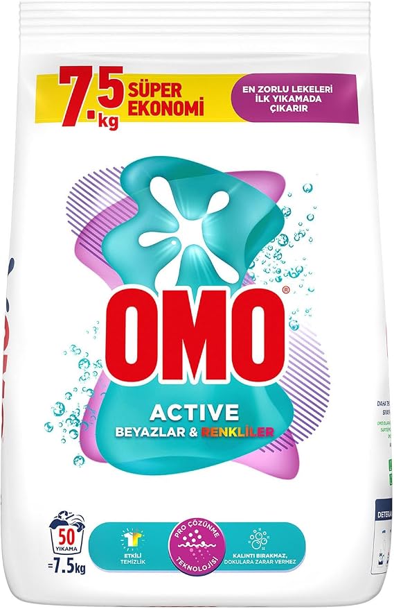 OMO Active Beyazlar & Renkliler Toz Deterjanı 7.5 kg