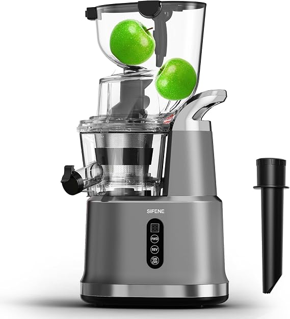 SIFENE AMR8824 Slow Chew Easy Clean Cold Press Juicer, Plastic and Stainless Steel, Gray