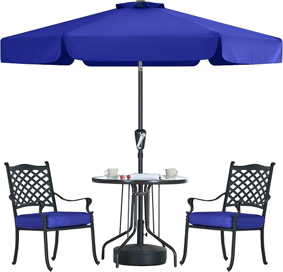 MASTERCANOPY 7.5ft Scalloped Valance Patio Umbrella, Crank & Tilt, Blue