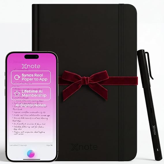 XNote Smart Pen & Notebook Starter Set AI-Powered Digital Note Taking, Real Paper Writing Syncs to App, Bluetooth Smart Notebook, 17-Hr Battery, Official Bundle with 5 Ink Refills