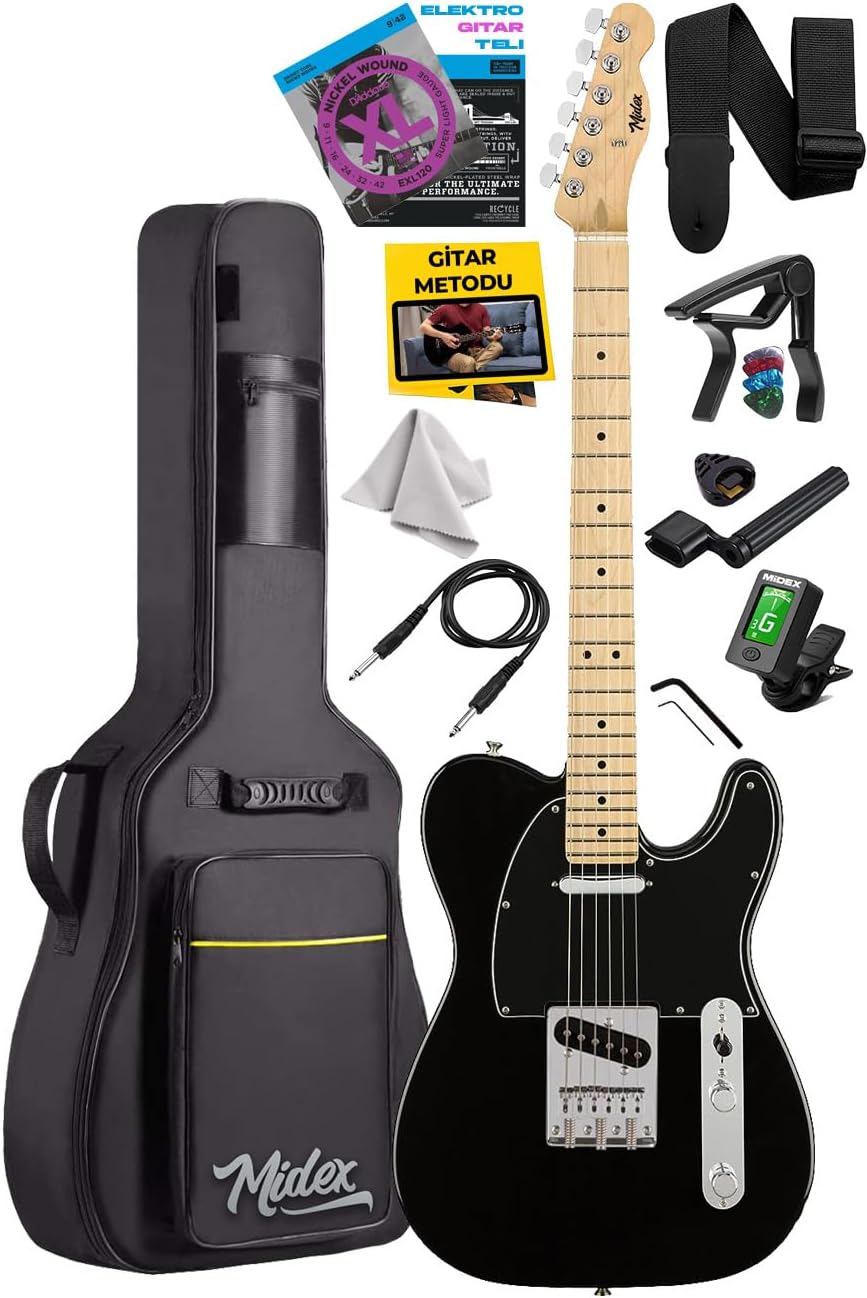 Midex TLX-50BK Tele Case Maple Keyboard 2 Single-Coil Magnetic Electric Guitar