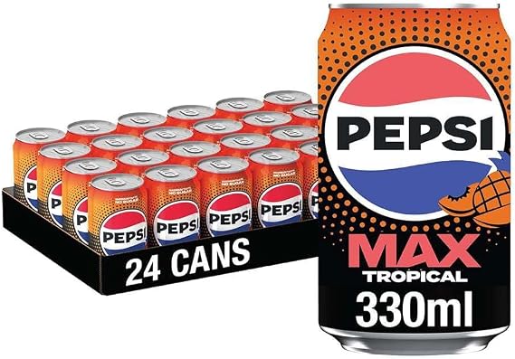 Pepsi Max Tropical Wholesale, 330ml Cans (Pack of 24)