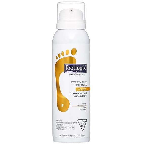 Footlogix Specialty Sweaty Feet Formula Mousse 4.23 oz | Oak Bark Extract, Sage, Co-Q10 & Aloe Vera Foot Care Mousse | Lightweight Foot Moisturizer for Daily Freshness