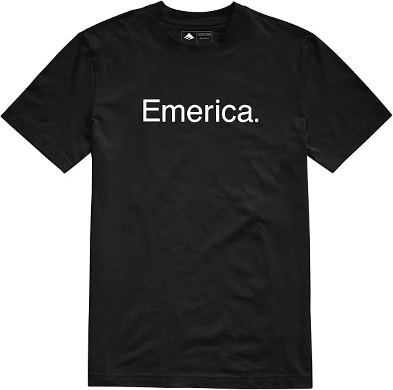 Emerica PURE TEE 100% Cotton Classic Fit 6 OZ Tee Front Screenprinted Artwork Black Men's Large T-Shirt