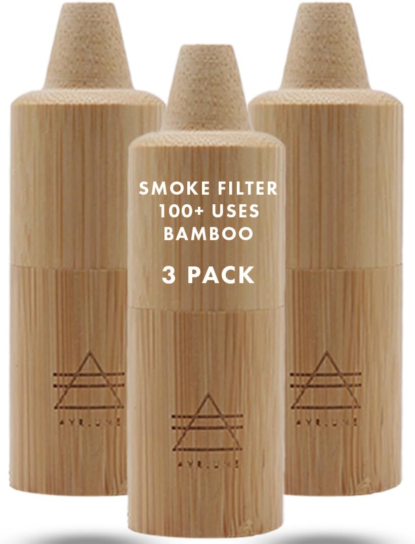 Personal Bamboo Smoke Air Filter 3 Pack - Odor and Smoke Eliminator - Travel Size Compact Filter, Home and Car