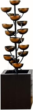 Tabletop Fountain Luxury Retro Wrought Iron Indoor Fountain Creative Living Room Entrance Office Decoration Fountain Cascading Metal Bowl Waterfall Handmade, 37.4" H Desktop Fountain