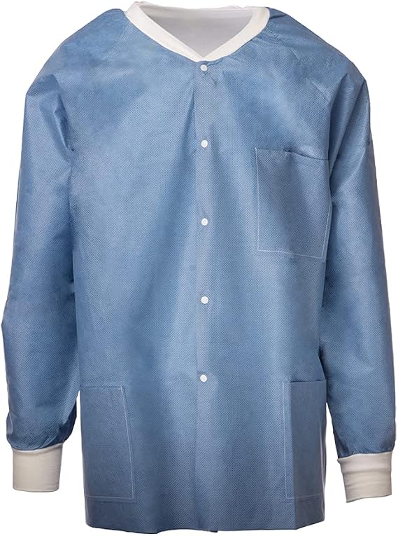 TRONEX 50 Pack Disposable Lab Jackets, Unisex Hip-Length Disposable Jackets with Long Sleeves (Medium)