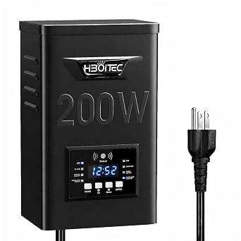 HIBOITEC 200W Low Voltage Landscape Transformer, Outdoor Lighting Transformer with Photocell Sensor and Timer, 120V AC to 12V/15V AC Waterproof Transformers for Landscape Lighting Path Lights