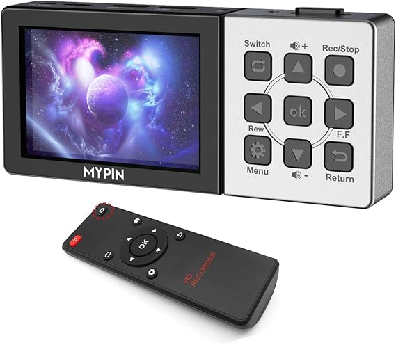 1080P@60fps Capture Card with 3.5 Inch LCD and Remote Control, HDMI Video Recorder for PS4, Xbox One,LiveTV,DVR, Support Playback/Schedule Recording/Mic in(Without PC) | HDMI Video Recorder for PS4, Xbox One,LiveTV,DVR, Support Playback/Schedule Recording/Mic in(Without PC)