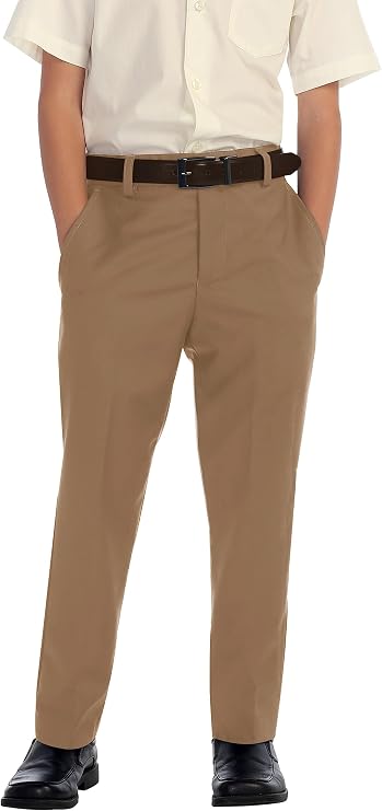 Gioberti Boys Adjustable Waist Flat Front Dress Pants
