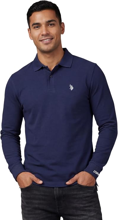 Men's Polo Shirt (M-3XL) Basic Long Sleeve Polo Shirt Long Sleeve Casual Top P004
