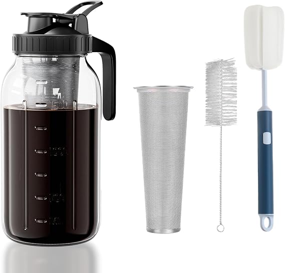 Cold Brew Coffee Maker Pitcher - Thick Glass Mason Jar