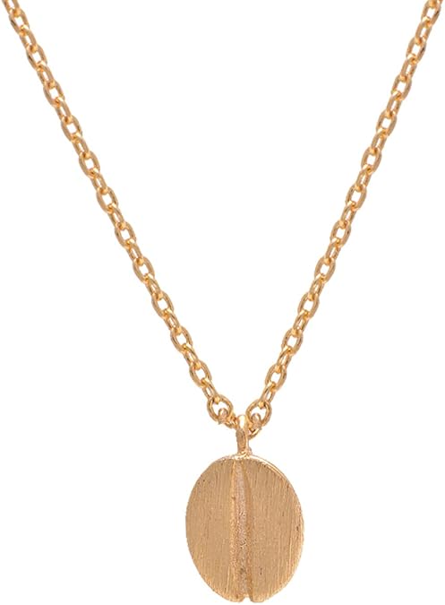Spinningdaisy Handcrafted Brushed Metal Tiny Coffee Bean Necklace