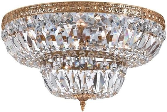 Crystorama Waltham 8 Light Clear Hand Cut Olde Brass Flush Mount