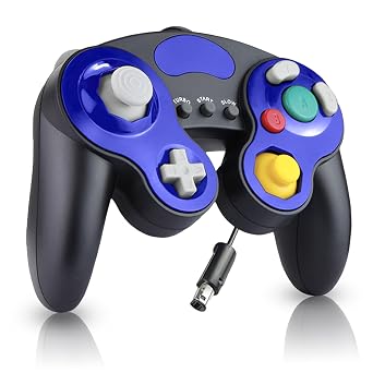 YSDZSW Upgraded GameCube Controller with TURBO Function, Classic Wired Controller for Wii/GameCube (Black-Blue)