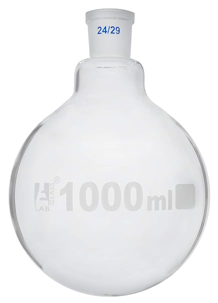 EISCO Florence Boiling Flask, 1000ml - 24/29 Interchangeable Joint Borosilicate Glass Round Bottom- Eisco Labs
