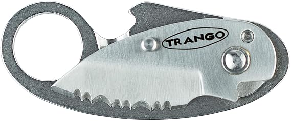 TRANGO Piranha Knife - Serrated Micro Blade w/Bottle Opener, Gray, 2 in