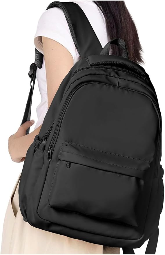 HYC00 School Backpack for Teenagers Womens Lightweight School Bag for Girls Boys College Backpack Women Men Water Resistant 14 Inch Laptop Rucksack Anti Theft Casual Travel Work Bags Pack Back,Black
