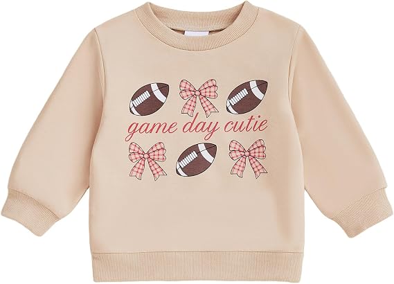 Toddler Crewneck Sweatshirt Baby Boy Girl Football Long Sleeve Crewneck Sweatshirts Pullover Shirt Tops