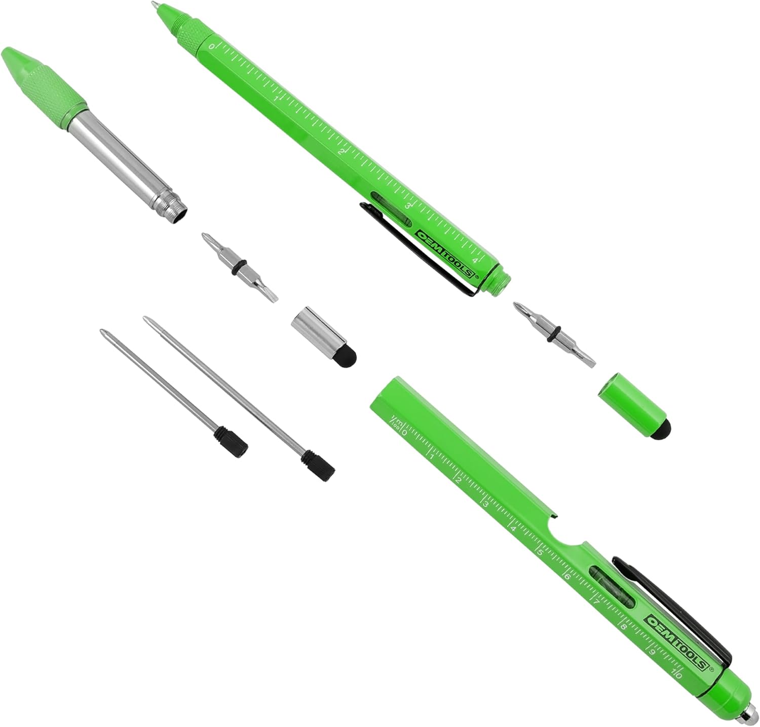 Oemtools 22670 マルチツールペンセット 2ピース ボールペン Edc ペン スタイラス コンボ スクリュードライバー 定規 レベル マルチツール 懐中電灯コンボ お父さんへのギフトに最適