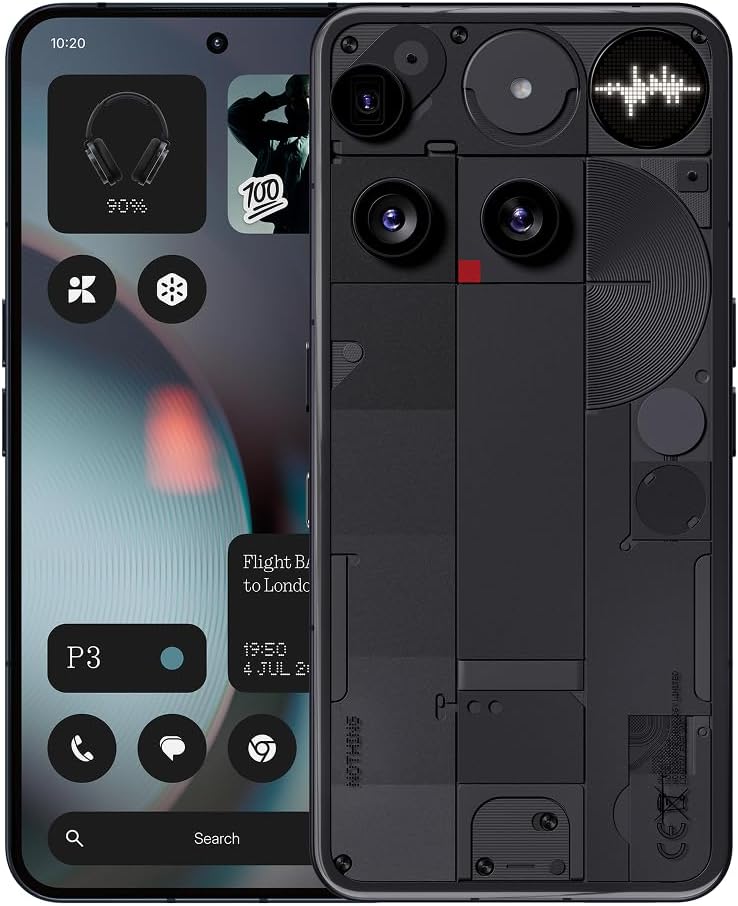 Nothing Phone 3 - Smartphone with 50 MP Triple Rear Camera System, 24 Hour Silicon Carbon Long Lasting Battery, 6.67" 120Hz AMOLED Display and Glyph Matrix, All Carriers, 12GB  256GB - Black