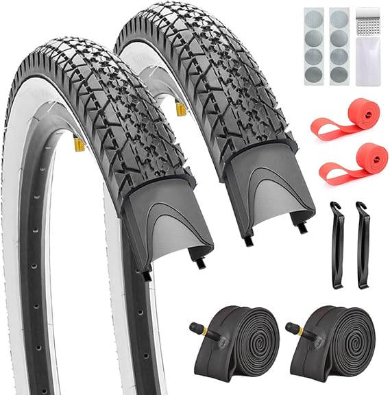 2 Pack 24"/ 26"x2.125" Inch Cruiser Beach Bike Tires and Tubes or Without Tubes 24"/ 26"x1.75"/2.125" with 32mm AV Valves with or Without 8 Patches Kit Compatible with 26 Inch Bicycle Tires