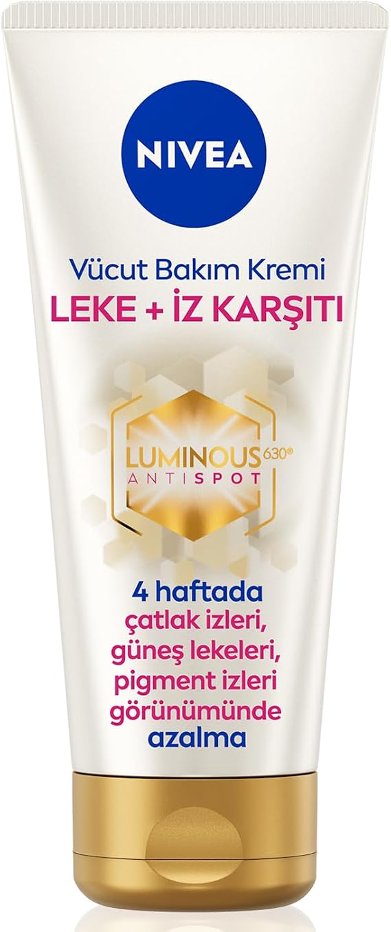 NIVEA Luminous630 Leke ve İz Karşıtı Vücut Bakım Kremi 200ml, Çatlak ve Güneş Lekesi İyileştirici, 48 Saat Nemlendirici