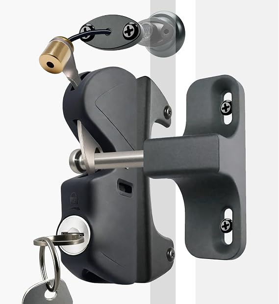 Gate Latch Door Latch with Pull Cable Opened Two-Sided Lockable Door Latch Durable,Versatile & Secure for Metal,Wood,and Vinyl Fence,for Privacy Fence,Outdoor Fence,Barn Door Lock,Wooden Fence(Black)