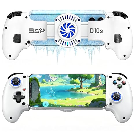 VILCORN Telescopic Mobile Controller Compatible for iPhone/Android/Tablet (Up to 10"), Built-in Cooling Fan, Hall Effect Trigger Gamepad for Remote Play Streaming (White)