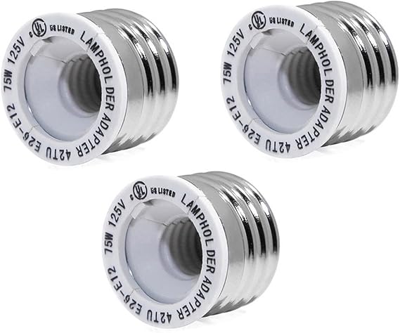 FINELED 3PACK E26 to E12 Adapter - Medium Screw E26 socket to Candelabra Screw E12 bulb Socket Reducer Adapter Converter