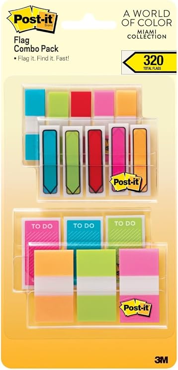 Post-it Flags Combo Pack, .47 Wide and .94