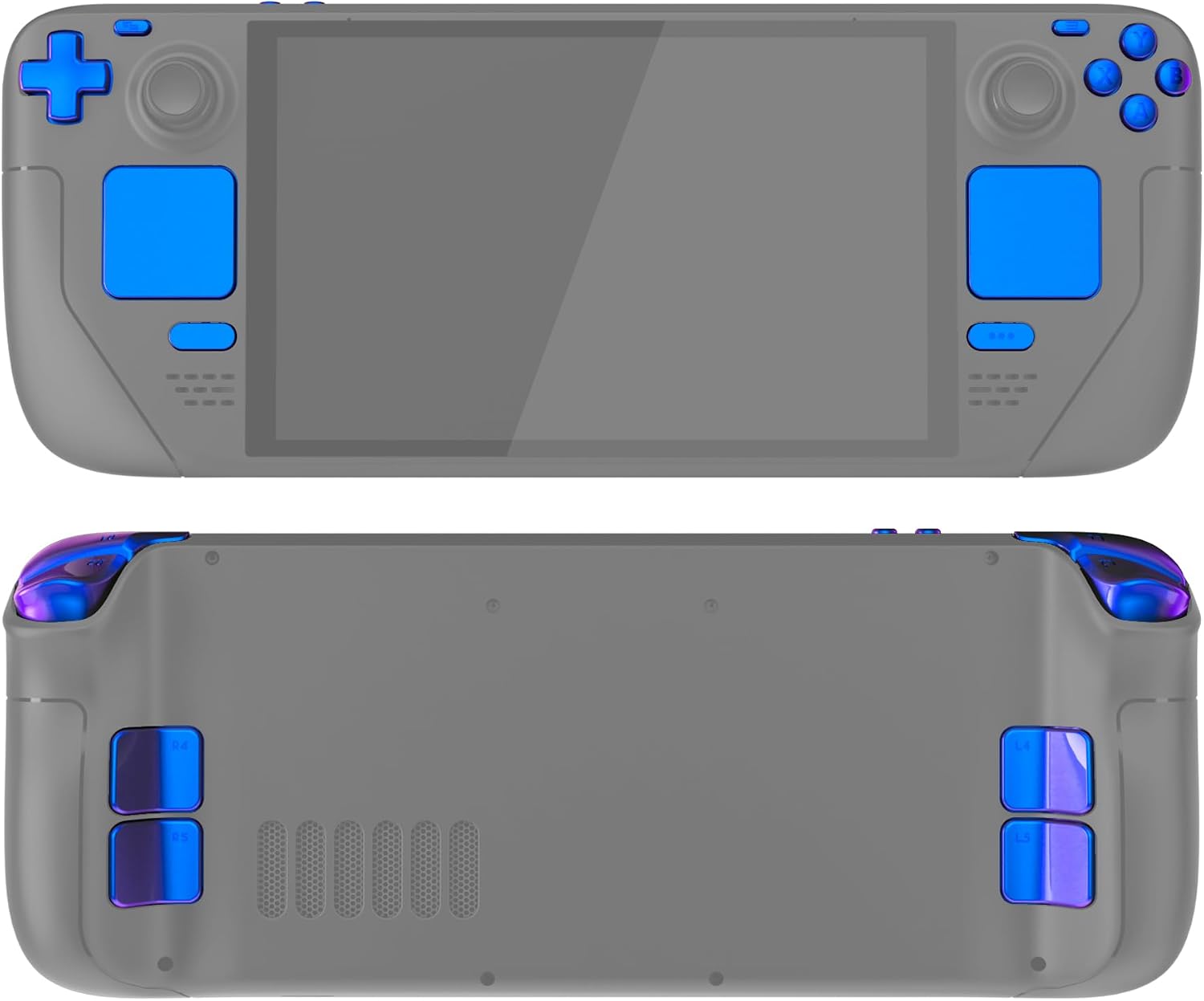 eXtremeRate Replacement Full Set Buttons for Steam Deck OLED Handheld Console, Chameleon Purple Blue DIY Custom ABXY D-pad Trackpad Bumpers Triggers Buttons with Tools for Steam Deck OLED Console