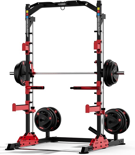 HARISON Power Cage, 4000LBS Squat Rack with Pull-Up Bar, Multi-Functional Power Racks with Weight Plate Storage and Barbell Holder, Workout Cage for Fitness Home Gym Strength Training