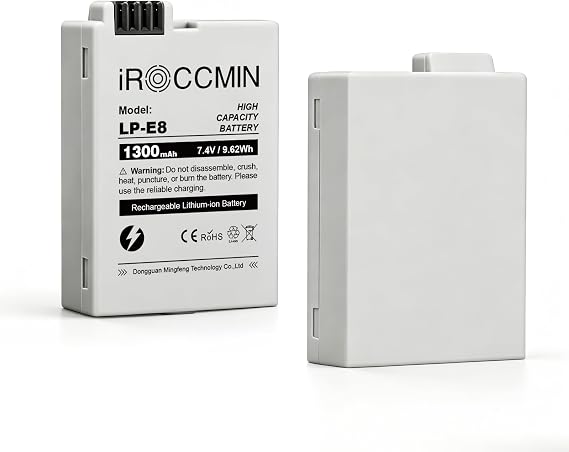 2Pcs LP-E8 1300mAh High Capacity Battery