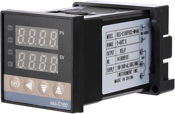 PID Temperature Controller, 100ACV to 240ACV K-Type Thermocouple Dual Display Digital Programmable Temperature Control Relay Output