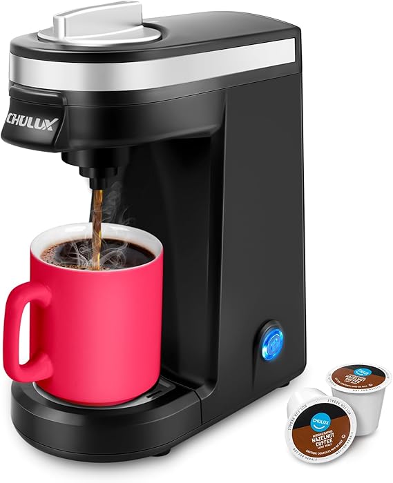 CHULUX Single Serve Coffee Maker Brewer for Single Cup Capsule with 12 Ounce Reservoir,Black