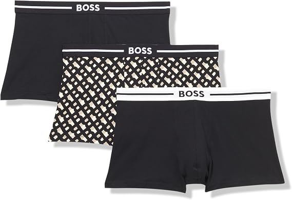 BOSS Men's 3-pack Multi Design Bold Logo Trunks