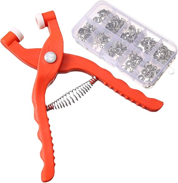 Snap Button Fastener Kit, 100 Pieces 9mm Metal Snaps Buttons with Pliers Pressing Tool, Snap Fasteners Press Studs Kit, Stainless Steel 5 Claw Buckle Tool Set for Clothes Hat Crafting and Sewing