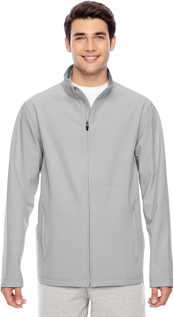 TEAM 365 Men's Leader Soft Shell Jacket, Small, Sport Silver