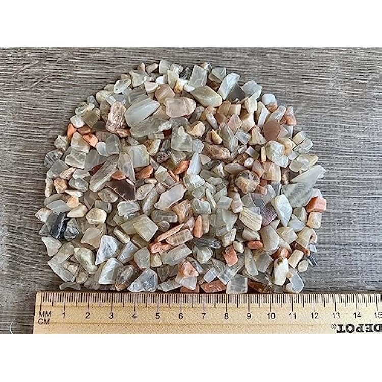 Wholesale Natural Semi Tumbled Moonstone Mix Gemstone Chips, Moonstone Mix Crushed Mini Crystals, Undrilled Crystal Chips Moonstone Mix, 1 Pound