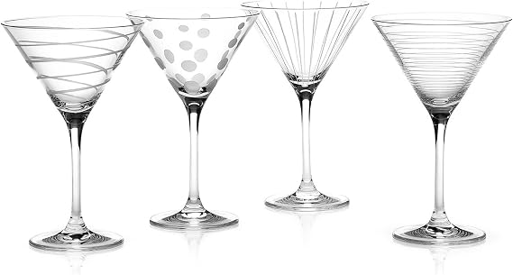 MIKASA Cheers Martini Glasses, Set of 4, 290 ml, Silver
