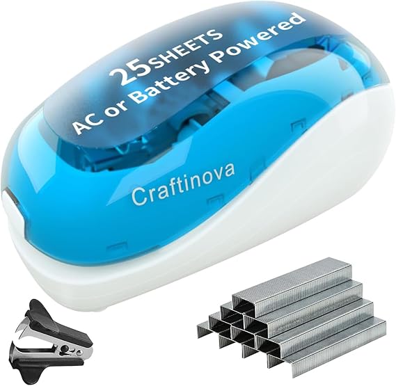 Electric Stapler,Including 2000 Staples and 1 Staple Remover, Suitable for Palm Size and high Comfort,25 Sheet Capacity, AC Adapter or Battery Powered,Battery not Included