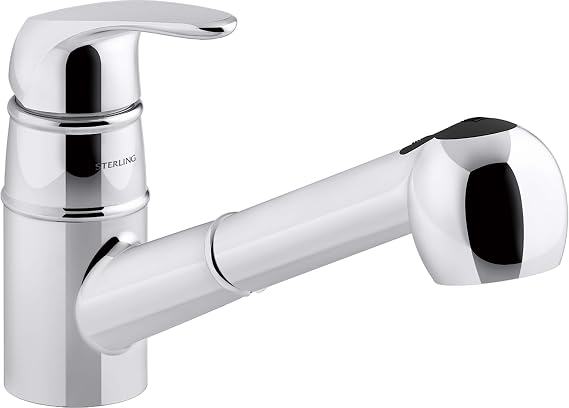 Sterling 24277-CP Valton Pull-Out Kitchen Faucet, 1.5 GPM, High Arch Spout, Single-Handle, Two-Function Sprayhead, Temperature Memory, Easy Installation, Durable Material, Polished Chrome