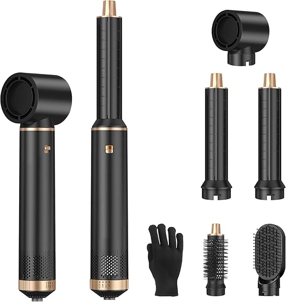 Sendowtek Hot Air Styler Brush Set for Women 5 in 1 800W | 3 Level Temp Hairdryer Comb for Rotating Curling Straightening Volumize Auto Wrap Curler Multi-styler Hair Tools