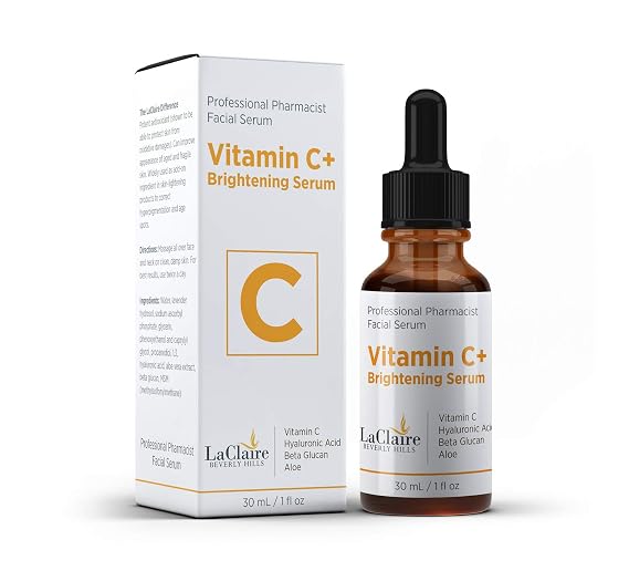 Vitamin C Serum for Face with Hyaluronic Acid Anti Aging Brightening Serum for Dark Spots, Wrinkles & Fine Lines Hydrating Facial Serum for Glowing Skin, Made in USA (1 oz)