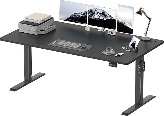 Devoko Height-Adjustable Desk Electric Desk Height-Adjustable Table Standing Seat Office Table Computer Desk with Memory Function Standing Desk Office Table 180 x 80 cm Black