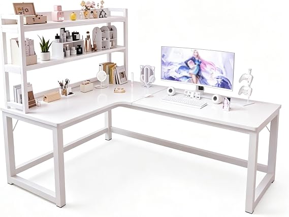 Large Corner Computer Desk, L Shaped Desk with Storage