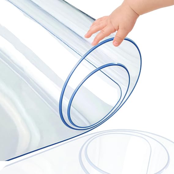 Clear PVC Tablecloth Protector 1.5mm Thick Waterproof & Oilproof Plastic Table Cover Rectangular Soft Glass Dining Table Mat Transparent 60x160cm